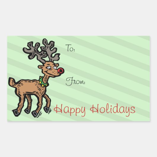 Sticker Rectangulaire Drôle renne de Noël (Devant)