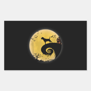 Sticker Rectangulaire Drôle Rottweiler Effrayant Lune Halloween Costumes