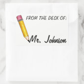 Sticker Rectangulaire Du bureau de l'enseignant scolaire personnalisé (Sac)