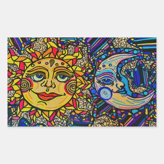 Sticker Rectangulaire Dualité Soleil Lune (Devant)
