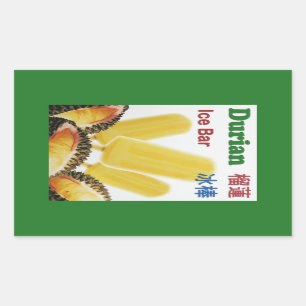 Sticker Rectangulaire Durian Ice Bar Tropical Fruit Popsicle