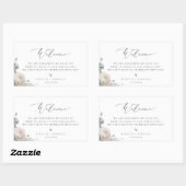 Sticker Rectangulaire Dusty Blue Garden Floral Bienvenue (Feuille)