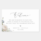 Sticker Rectangulaire Dusty Blue Garden Floral Bienvenue (Devant)