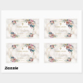 Sticker Rectangulaire Dusty Blue Misty Rose Fleurs or Christening (Feuille)