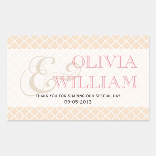 Sticker Rectangulaire Dusty rose carrelage marocain esperie et mariage (Devant)