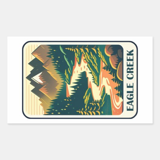 Sticker Rectangulaire Eagle Creek Oregon Couleurs (Devant)