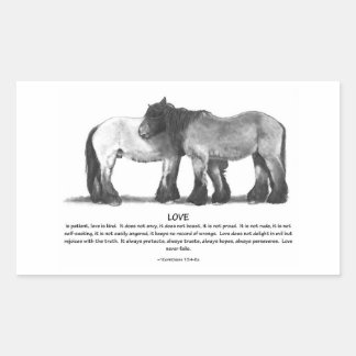 Sticker Rectangulaire Ébauche de chevaux au crayon : Versets bibliques s