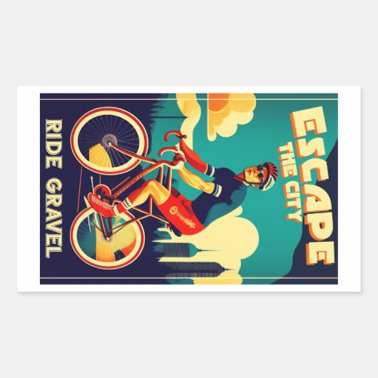 Sticker Rectangulaire Échapper À La City Ride Gravel Vélo (Devant)