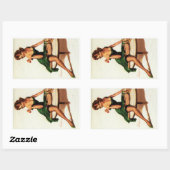 Sticker Rectangulaire Échecs Girl Pin Up (Feuille)