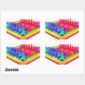 Sticker Rectangulaire Échecs psychédéliques et pièces d'échecs (Feuille)
