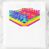 Sticker Rectangulaire Échecs psychédéliques et pièces d'échecs (Sac)