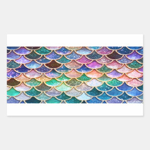 Sticker Rectangulaire Échelles summerly multicolores de sirène de