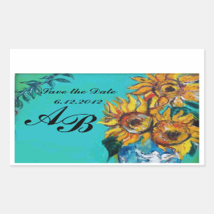 Sticker Rectangulaire ÉCLAIRAGE EN BLEU TURQUOISE Enregistrer la date Mo