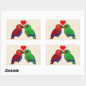Sticker Rectangulaire Eclectus Parrots en amour (Feuille)
