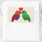 Sticker Rectangulaire Eclectus Parrots en amour (Sac)