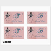 STICKER RECTANGULAIRE ÉCOLE DE DANSE / BALLERINA BALLET DANSER MONOGRAM (Feuille)