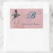 STICKER RECTANGULAIRE ÉCOLE DE DANSE / BALLERINA BALLET DANSER MONOGRAM (Sac)