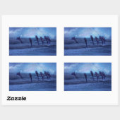 Sticker Rectangulaire École des dauphins au clair de lune (Feuille)