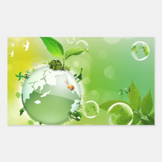Sticker Rectangulaire Écologie : la terre est notre maison - (Devant)