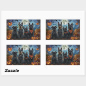 Sticker Rectangulaire Ecosse Terrier Halloween Éffrayant (Feuille)