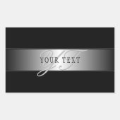 Sticker Rectangulaire Écriture de monogramme élégante et modifiable | No (Devant)