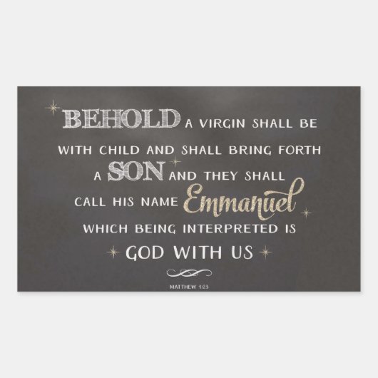 Sticker Rectangulaire Écriture de Noël - Matthieu 1:23 (Devant)