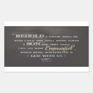 Sticker Rectangulaire Écriture de Noël - Matthieu 1:23