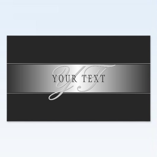 Sticker Rectangulaire Écriture élégante de monogramme modifiable | Noir