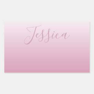Sticker Rectangulaire Écriture élégante et ombre rose (toute couleur) mo