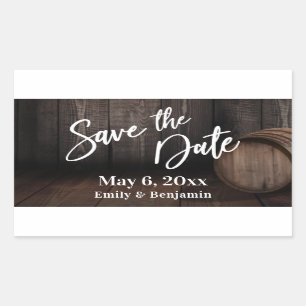 Sticker Rectangulaire Écriture manuscrite Enregistrer la date Brown en b