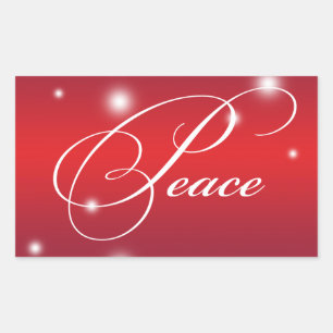 Sticker Rectangulaire Écriture ruban PEACE neige brillant rouge grand ét