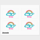 Sticker Rectangulaire Écrivain de nuages arc-en-ciel (Feuille)