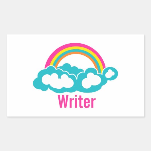 Sticker Rectangulaire Écrivain de nuages arc-en-ciel (Devant)