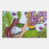 Sticker Rectangulaire Écureuil Feuille de fée ailes en verre (Devant)