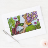 Sticker Rectangulaire Écureuil Feuille de fée ailes en verre (Enveloppe)