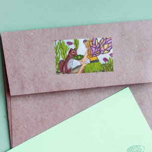 Sticker Rectangulaire Écureuil Feuille de fée ailes en verre