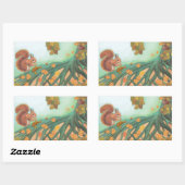 Sticker Rectangulaire Écureuils mignons mangeant des noisettes Illustrat (Feuille)