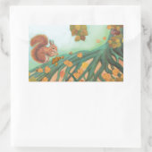 Sticker Rectangulaire Écureuils mignons mangeant des noisettes Illustrat (Sac)