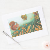 Sticker Rectangulaire Écureuils mignons mangeant des noisettes Illustrat (Enveloppe)