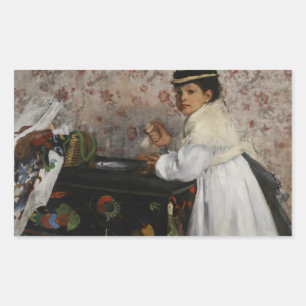 Sticker Rectangulaire Edgar Degas - Portrait de Mlle. Hortense Valpincon