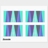 Sticker Rectangulaire Edgy Blue Purple Cyan Chevron Art Imprimer (Feuille)