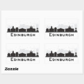 Sticker Rectangulaire Edimbourg Écosse | Skyline noir et blanc (Feuille)