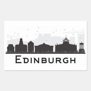 Sticker Rectangulaire Edimbourg Écosse   Skyline noir et blanc
