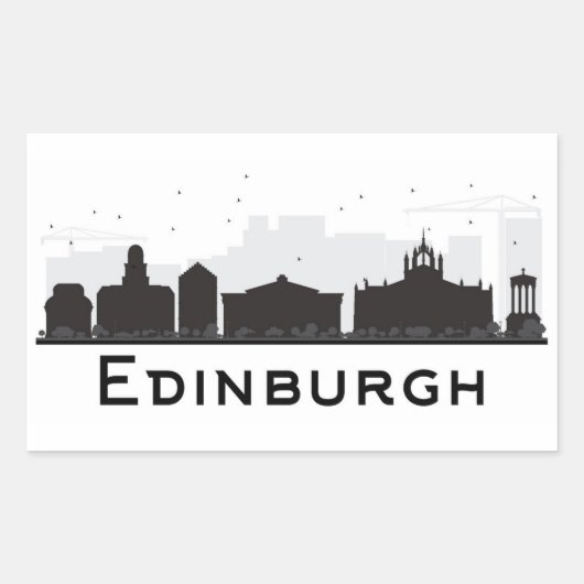 Sticker Rectangulaire Edimbourg Écosse | Skyline noir et blanc (Devant)