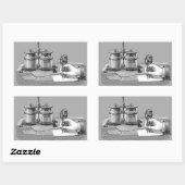 Sticker Rectangulaire Edison Edison, écrivain antique Steampunk (Feuille)
