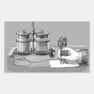 Sticker Rectangulaire Edison Edison, écrivain antique Steampunk