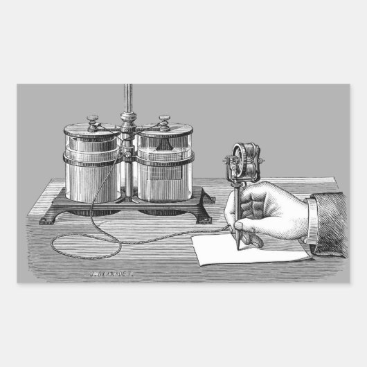 Sticker Rectangulaire Edison Edison, écrivain antique Steampunk (Devant)