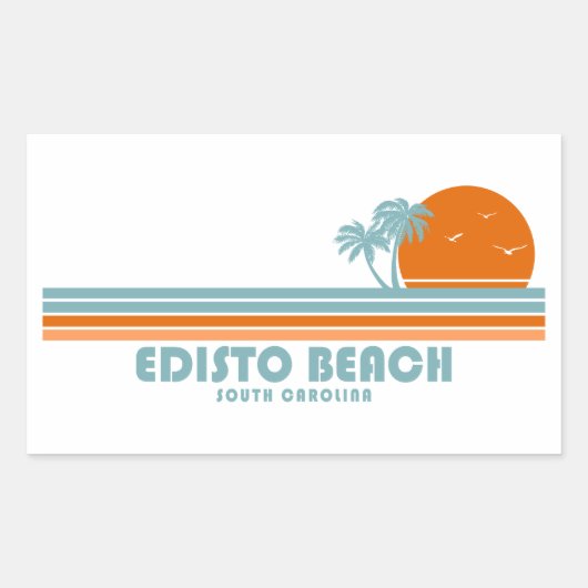Sticker Rectangulaire Edisto Beach Caroline du Sud Sun Palm Trees (Devant)
