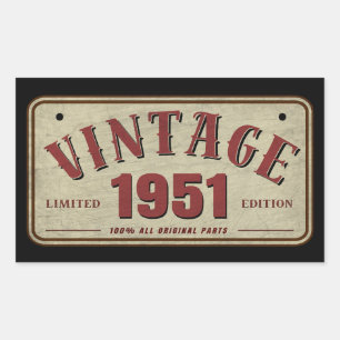 Sticker Rectangulaire Édition limitée vintage 1951 avec toutes les pièce
