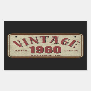 Sticker Rectangulaire Édition limitée vintage 1960, toutes pièces d'orig